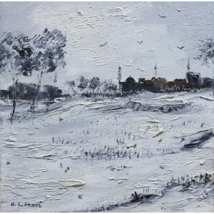 Hamid Alvi, 12 x 12 inch, Oil on Canvas, Landscape Painting, AC-HA-017
